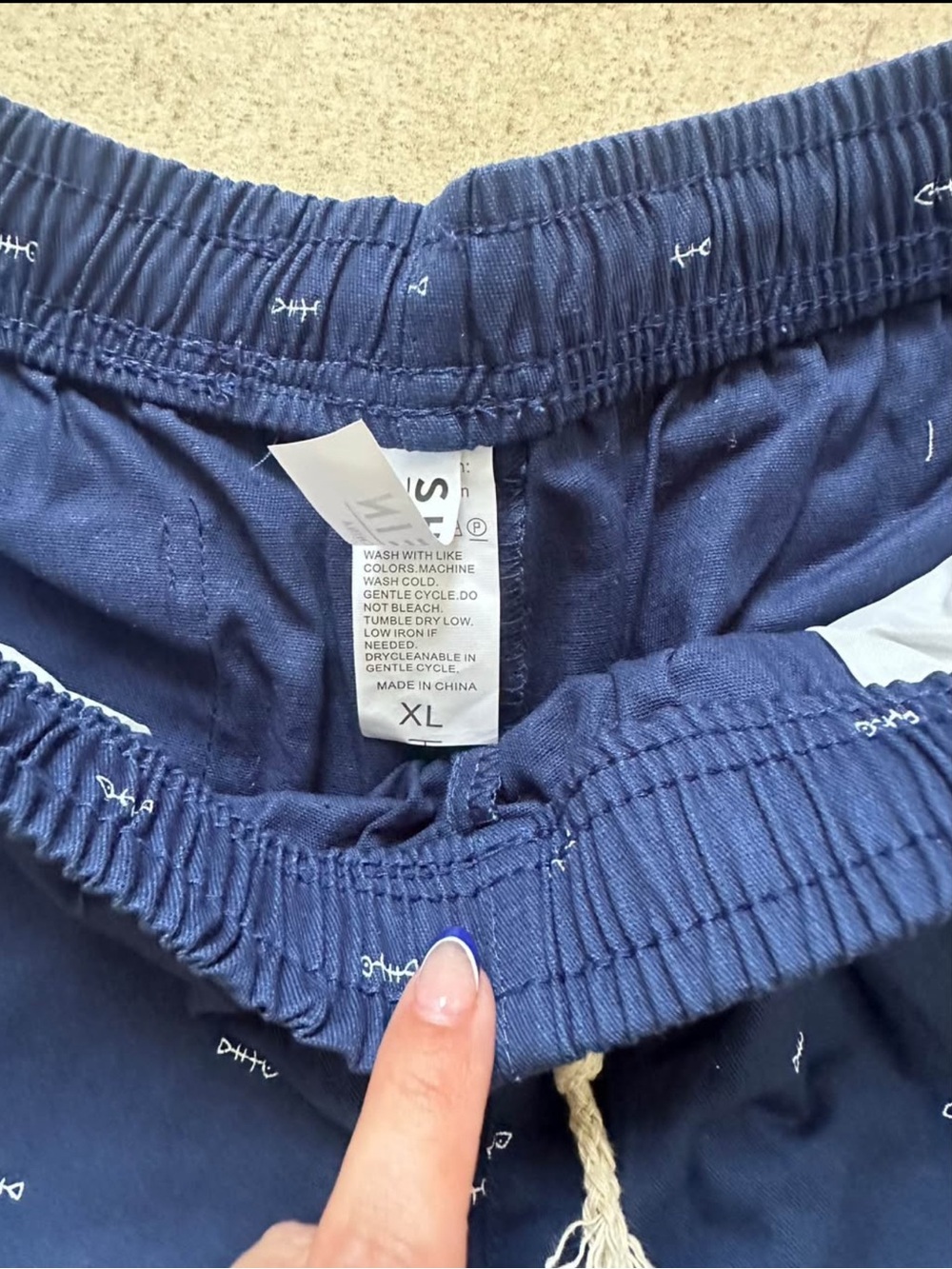 SHEIN Navy Swim Trunks with Rope Drawstring - Picture 2 of 2